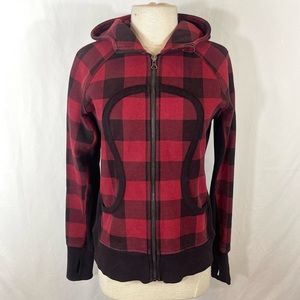 lululemon lumberjack mini camp check scuba Red and Black Rare hoodie jacket 8